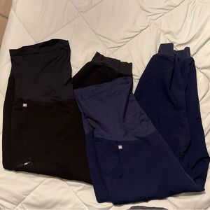 Navy Fig maternity scrub pants